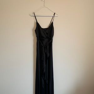 Black hi low dress with above knee slip underneath